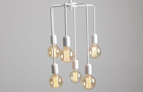 Nordic Design Bílé kovové závěsné světlo Trimo Tall