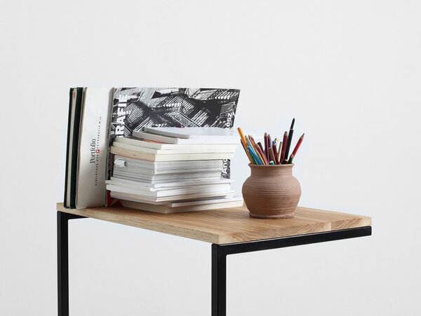 Nordic Design Přírodní masivní odkládací stolek Lupo s černou podnoží 60x40 cm