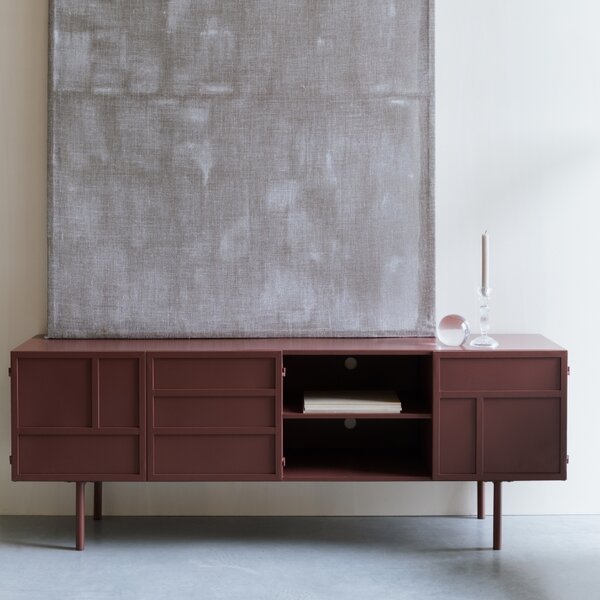 -25 % Dny MOMENTI– White Label Červená kovová komoda WLL DAVIS 105 x 36 cm