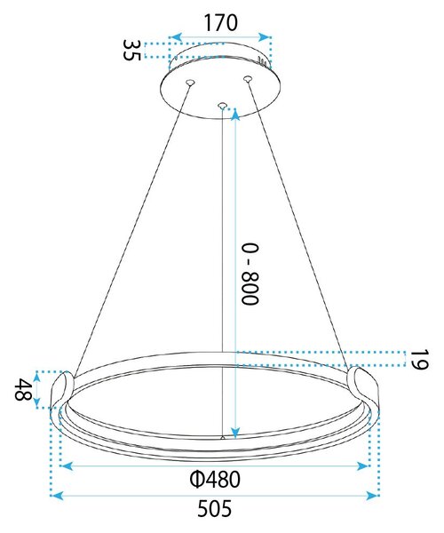 Toolight Toolight, LED stropní svítidlo 50cm, 48W, 4000K, 2500lm, APP1927-CP, černá, OSW-66067