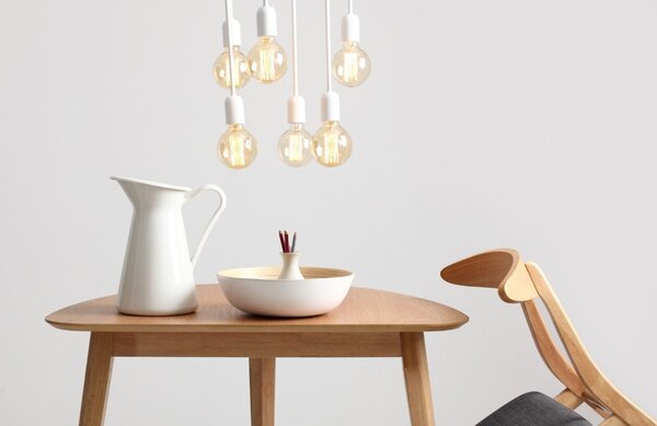 Nordic Design Bílé kovové závěsné světlo Trimo Tall