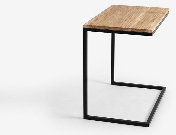 Nordic Design Přírodní masivní odkládací stolek Lupo s černou podnoží 60x40 cm