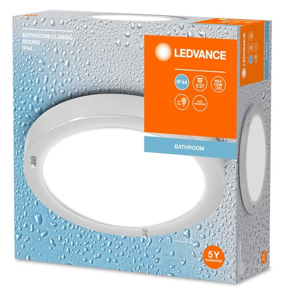 Stříbrné koupelnové LED stropní svítidlo E27 CLASSIC ROUND