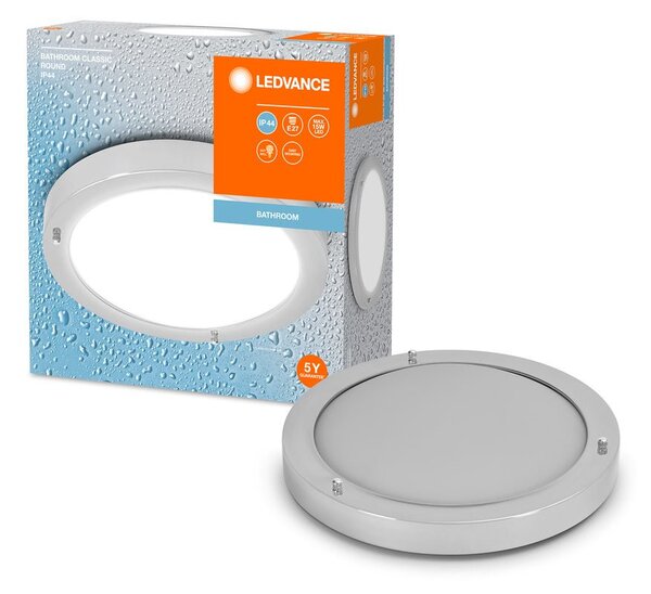 Stříbrné koupelnové LED stropní svítidlo E27 CLASSIC ROUND