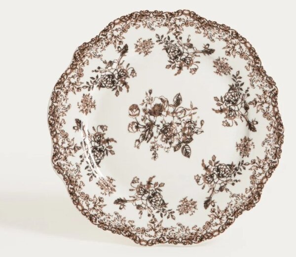 Porcelánová jídelní sada Hnědé květy – 12dílná, pro 4 osoby