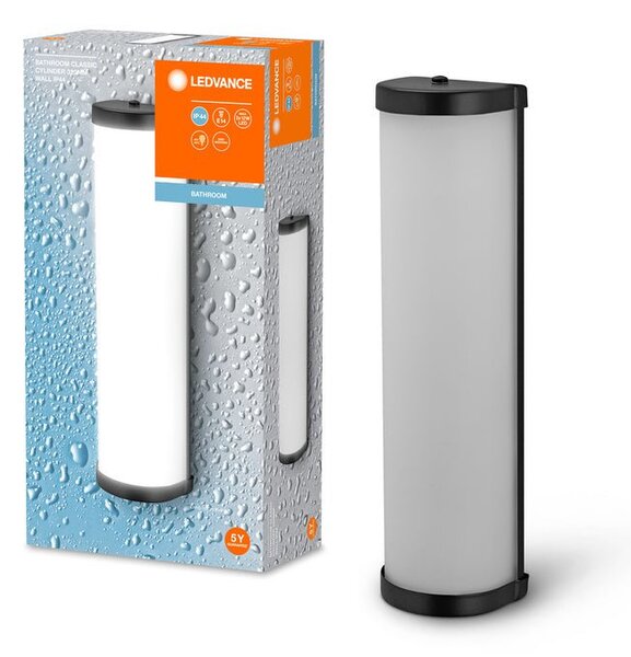 Černé koupelnové LED nástěnné svítidlo CYLINDER 320mm