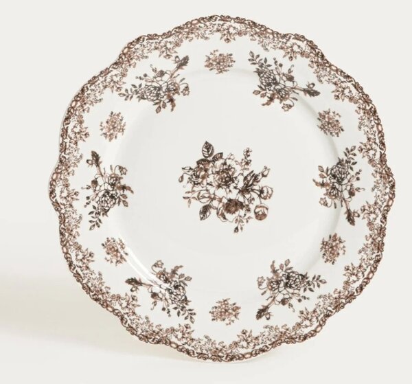 Porcelánová jídelní sada Hnědé květy – 12dílná, pro 4 osoby