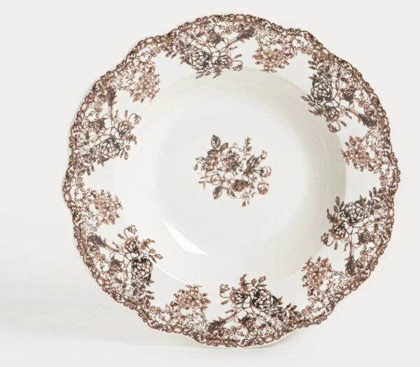 Porcelánová jídelní sada Hnědé květy – 12dílná, pro 4 osoby