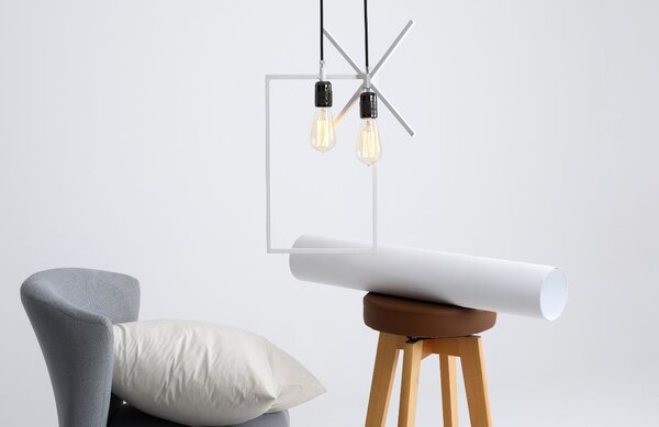 Nordic Design Bílé kovové závěsné světlo Kruis