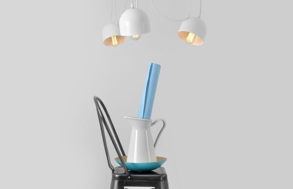 Nordic Design Bílé kovové závěsné světlo Pop 4