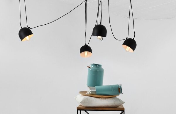 Nordic Design Černé kovové závěsné světlo Pop 4