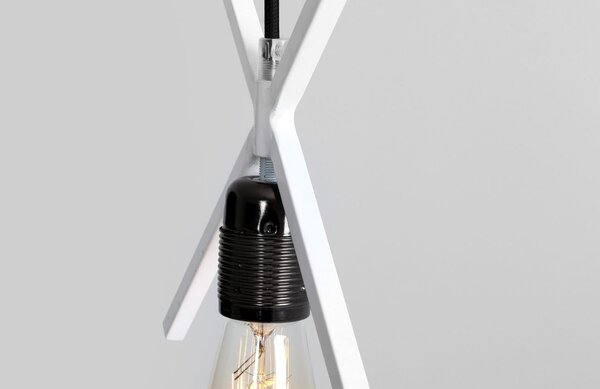 Nordic Design Bílé kovové závěsné světlo Kruis