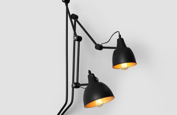 Nordic Design Černá kovová nástěnná lampa Cobain II