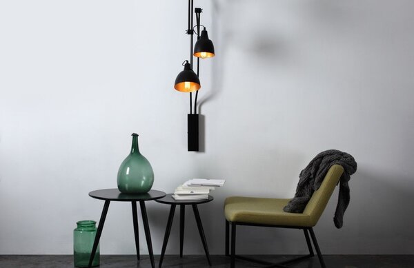 Nordic Design Černá kovová nástěnná lampa Cobain II