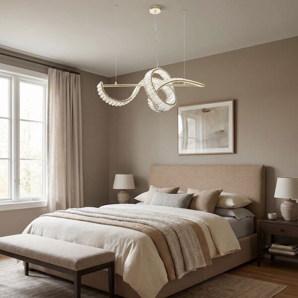 Toolight Toolight, LED závěsné stropní svítidlo 80cm, SWE082-CP, zlatá, OSW-30211
