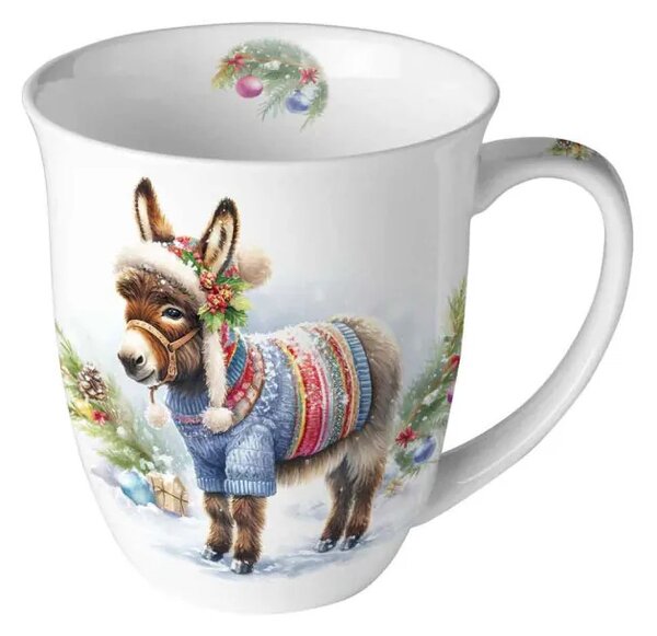 Porcelánový vánoční hrnek Vánoční oslík 400 ml