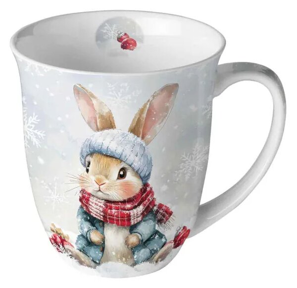 Porcelánový vánoční hrnek Vánoční zajíček 400 ml