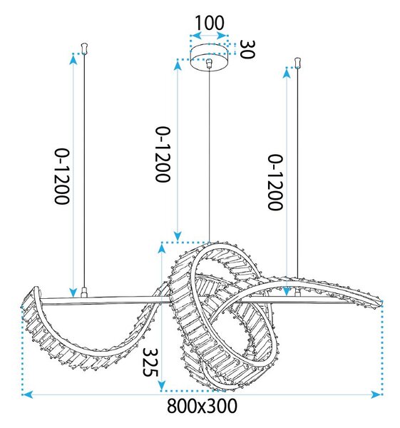 Toolight Toolight, LED závěsné stropní svítidlo 80cm, SWE082-CP, zlatá, OSW-30211