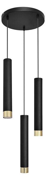 LED Lustr na lanku TUBA 3xGU10/6,5W/230V černá/zlatá