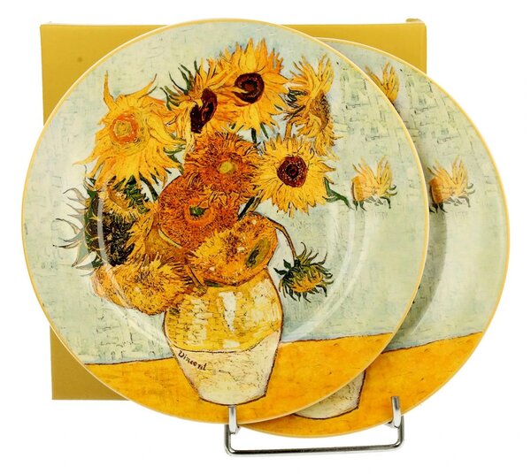 Porcelánový dezertní talíř Van Gogh Sunflowers, (fi) 19 cm, sada 2ks
