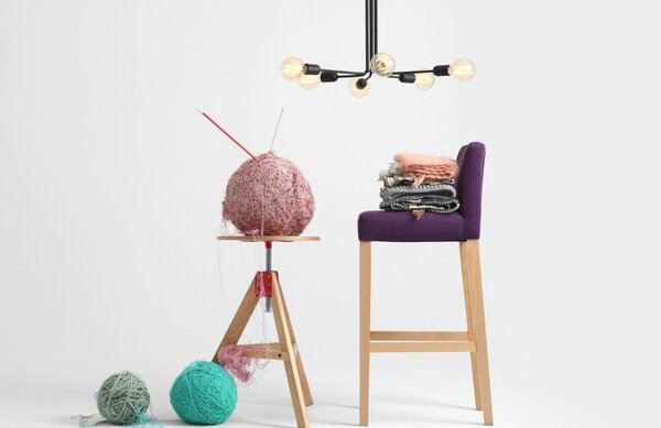 Nordic Design Černé kovové závěsné světlo Trimo 41 cm