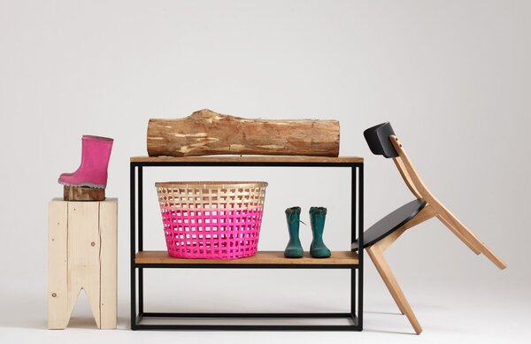 Nordic Design Dubový toaletní stolek Julia 100 x 30 cm II. s černou podnoží