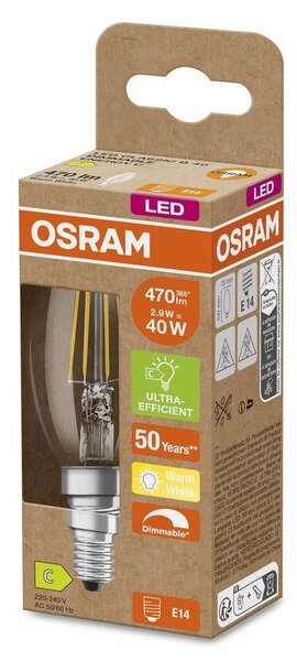Ultra účinná LED žárovka E14 CLASSIC 2.9 W, teplá bílá