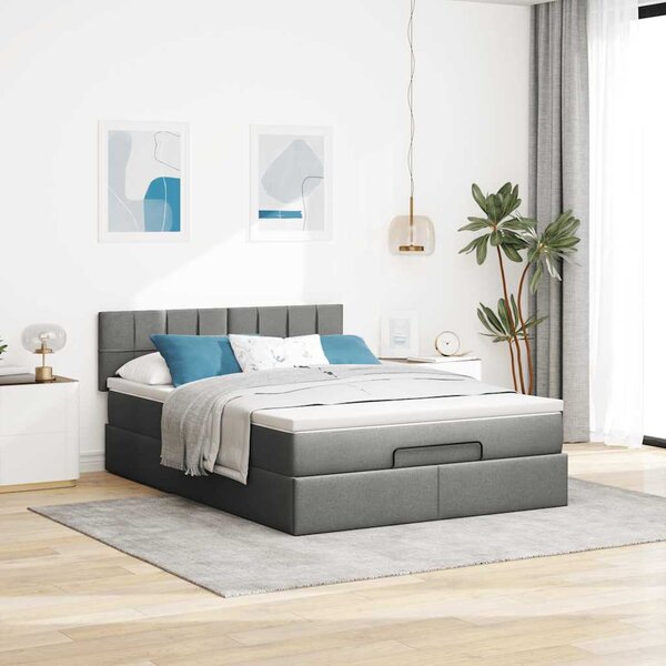 Osmanský postel s matrací tmavě šedá 140x200 cm textil 3311464