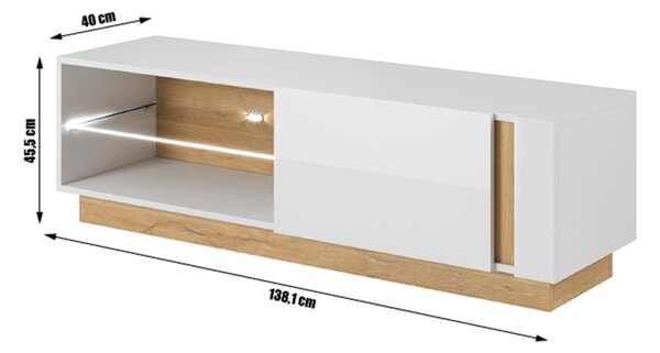 TV stolek/skříňka Cethos Typ 138 (bílá + dub grandson)