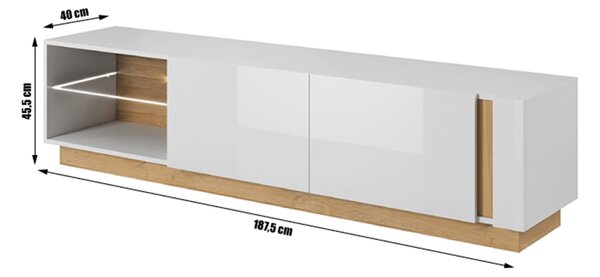 TV stolek/skříňka Cethos Typ 187 (bílá + dub grandson)