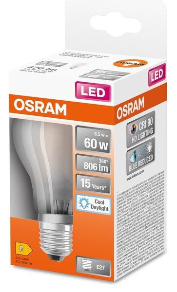 Matná LED žárovka E27 SUPERSTAR 6.5 W, studená denní bílá