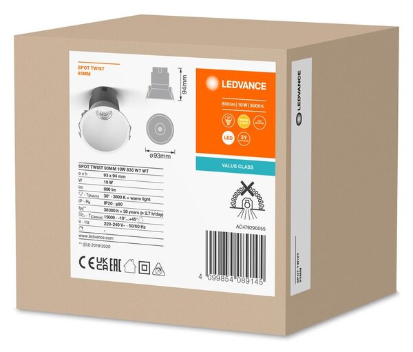 Bílé LED podhledové svítidlo 10 W SPOT 93mm, studená bílá