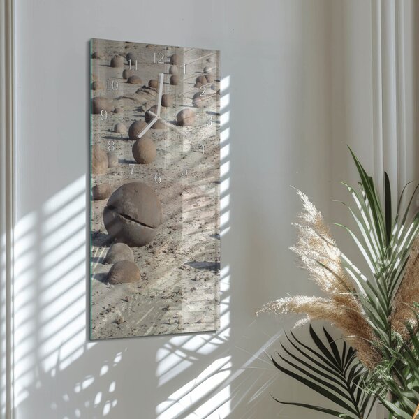 Skleněné hodiny vertikální Plážové kameny zsppb-30x60-00094396