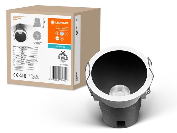 Černé LED podhledové svítidlo 5 W SPOT 70mm, studená bílá