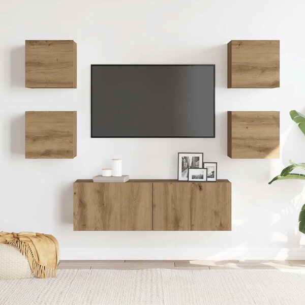 Sada 5 kusů nástěnné TV skříňka dub artisan kompozitní dřevo 3329146