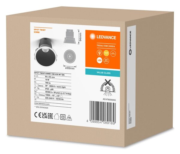 Bílé LED podhledové svítidlo 10 W SPOT 93mm, teplá bílá