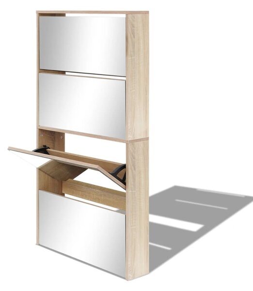 Botník čtyřpatrový zrcadlo dub 63 x 17 x 134 cm