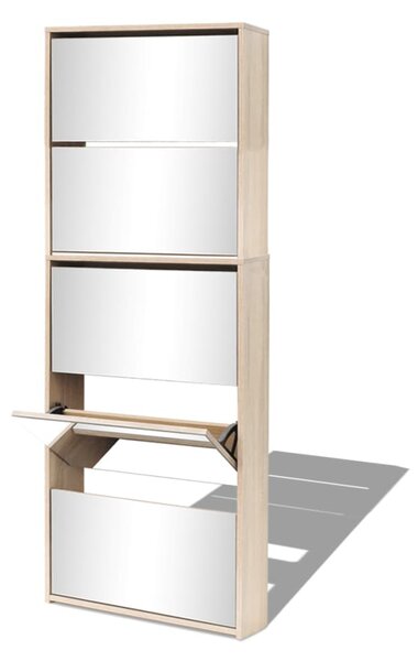 Botník pětipatrový zrcadlo dub 63 x 17 x 169,5 cm