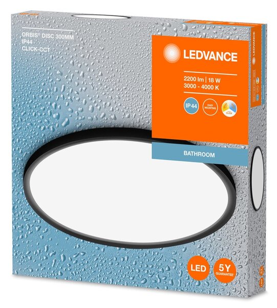 Černé koupelnové LED svítidlo ORBIS 300mm, laditelná bílá