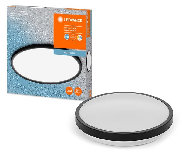 Černé koupelnové LED svítidlo ORBIS 300mm, laditelná bílá