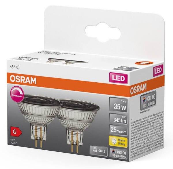 2 ks LED stmívatelná bodovka GU5.3 SUPERSTAR, teplá bílá