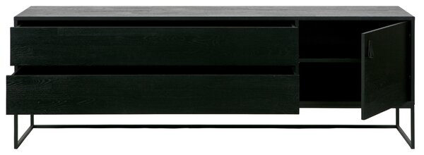 WOOOD Černý jasanový TV stolek Frax 180 x 40 cm