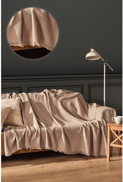 Hnědý přehoz z recyklované bavlny 170x205 cm Merlin – Mijolnir