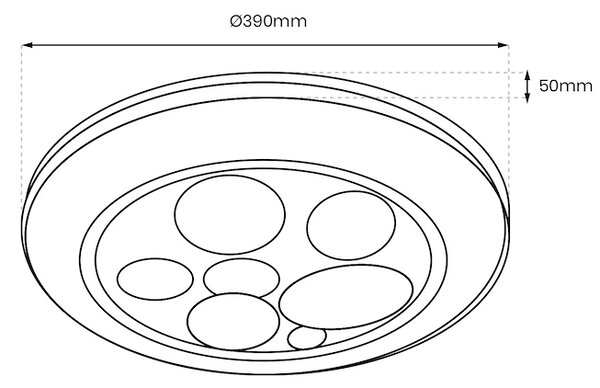 Stropní LED svítidlo Bubbles, 1x LED 30w, 3000-6000k, w/g, s ovladačem