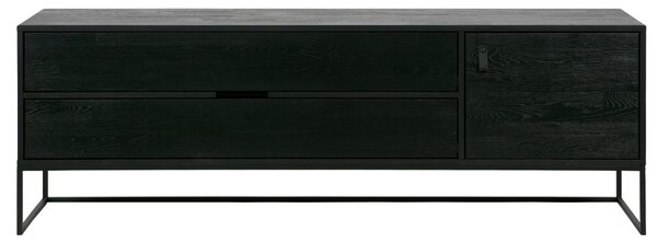 WOOOD Černý jasanový TV stolek Frax 180 x 40 cm