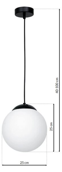 Závěsné svítidlo Lima, 1x bílé skleněné stínítko, b