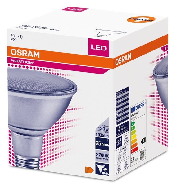 LED bodovka IP65 E27 12 W PARATHOM, teplá bílá