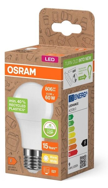 LED žárovka z recyklovaného plastu E27 STAR, teplá bílá