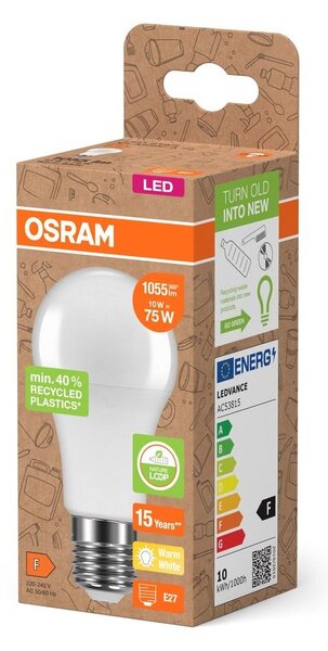 LED žárovka z recyklovaného plastu E27 STAR 10 W, teplá bílá
