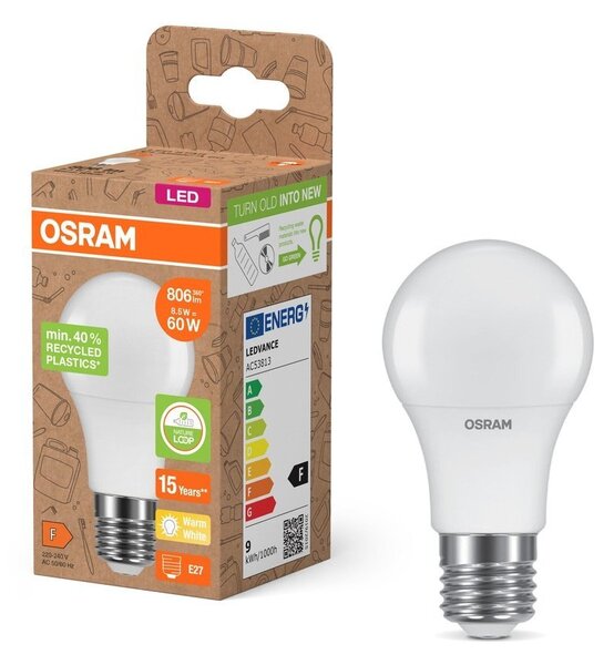 LED žárovka z recyklovaného plastu E27 STAR, teplá bílá